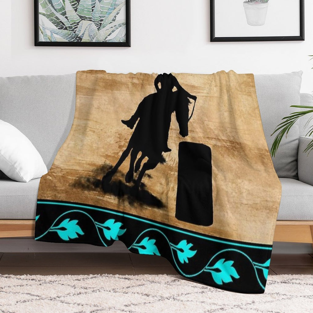 BARREL RACING HORSE, BARREL RACING GIFTS FOR HER Sustainable Throw Blanket