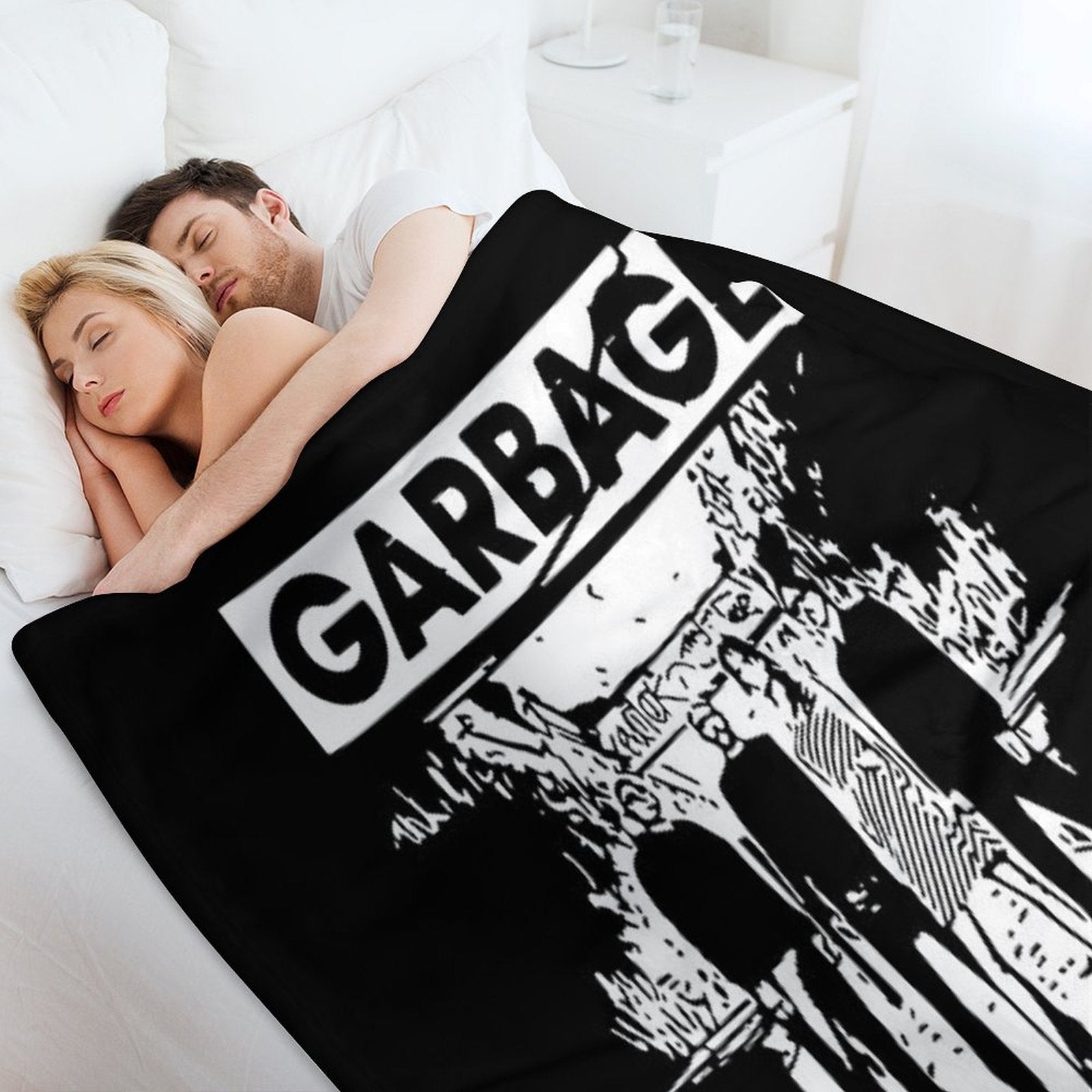 Garbage Band Painting Black And White Four Member Plush Throw Blanket