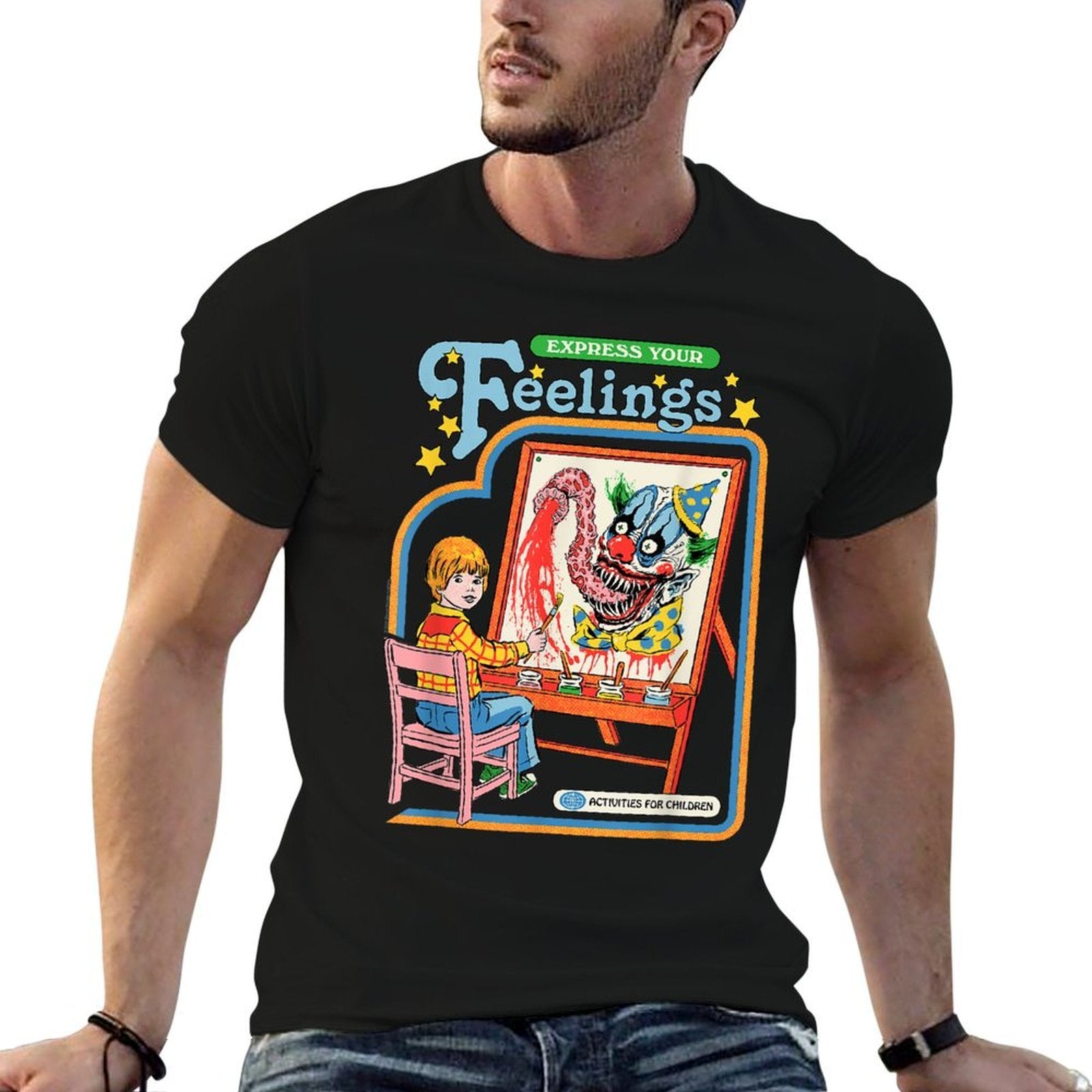 Steven Rhodes Express Your Feelings Clown Retro Dark Humor  Odor-resistant T-Shirt