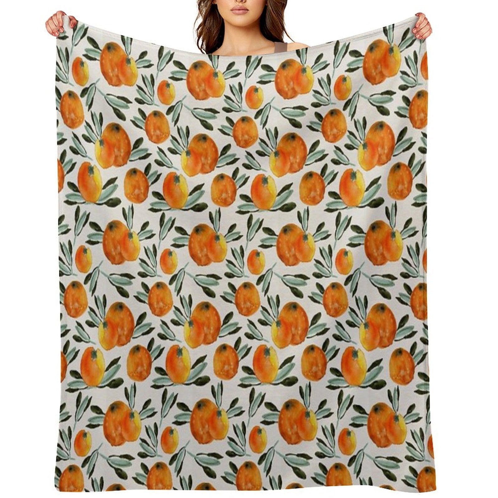 Sunny Orange Plush Throw Blanket