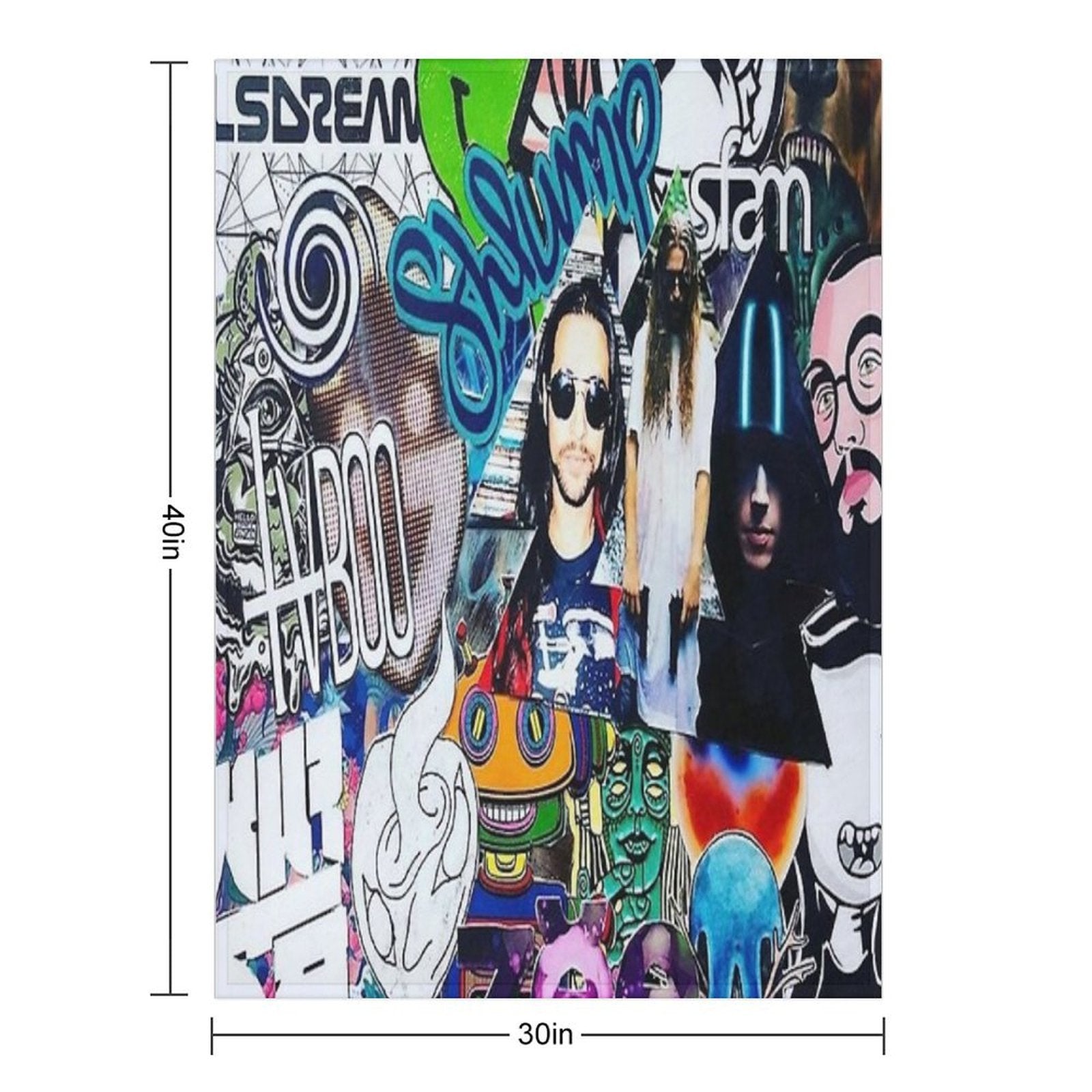 Wakaan Collage Art Plush Throw Blanket