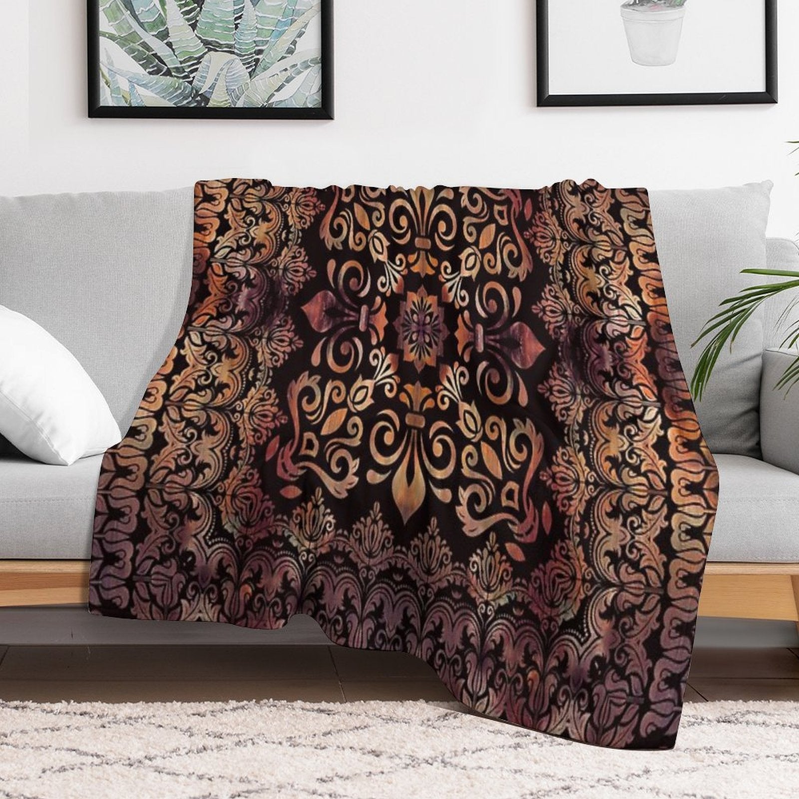 Oriental Damask Ornament - Vintage #3 Shrink-resistant Throw Blanket