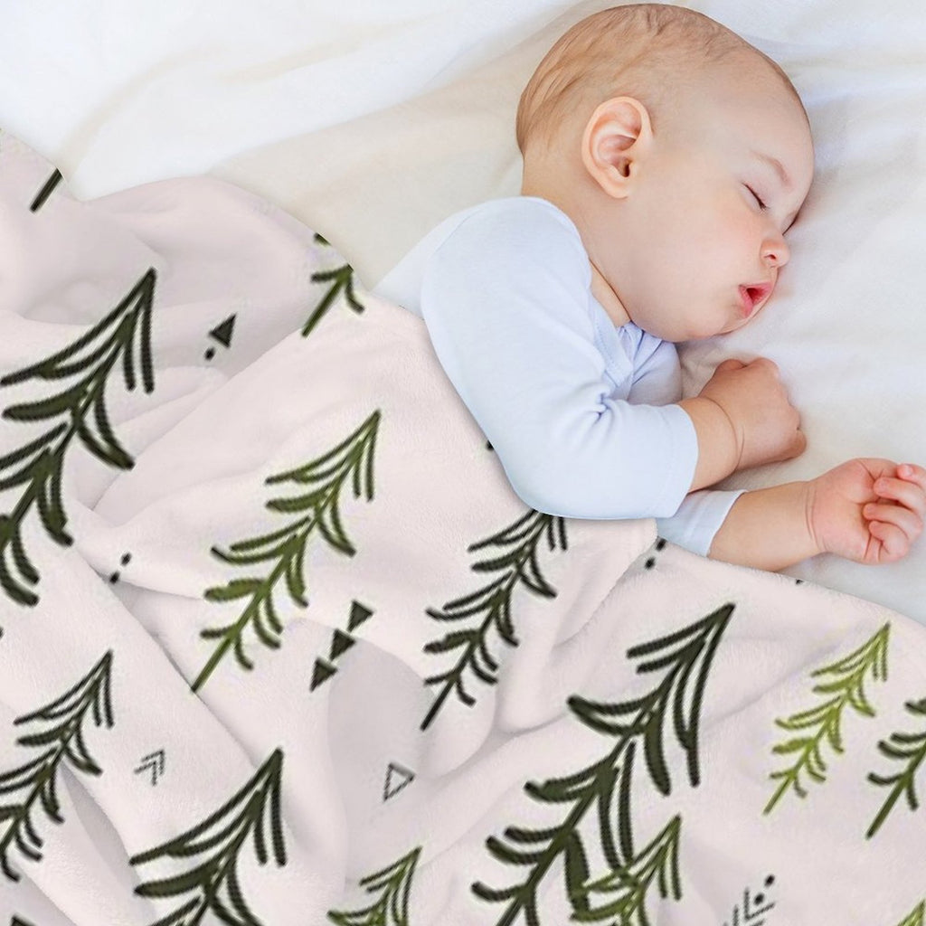 Doodled Fir Trees Pattern Sustainable Throw Blanket