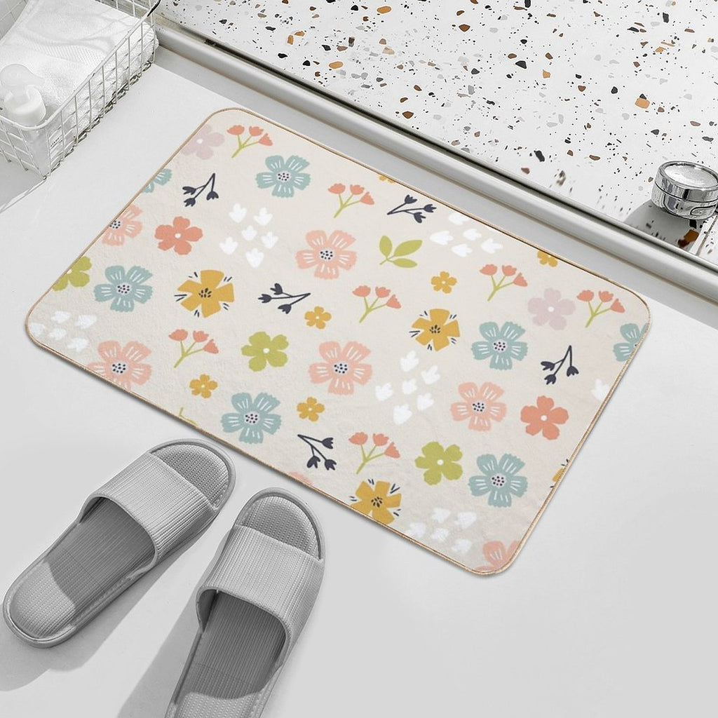 Spring Florals in Pastel Neutrals  Non-Slip Bath Mat