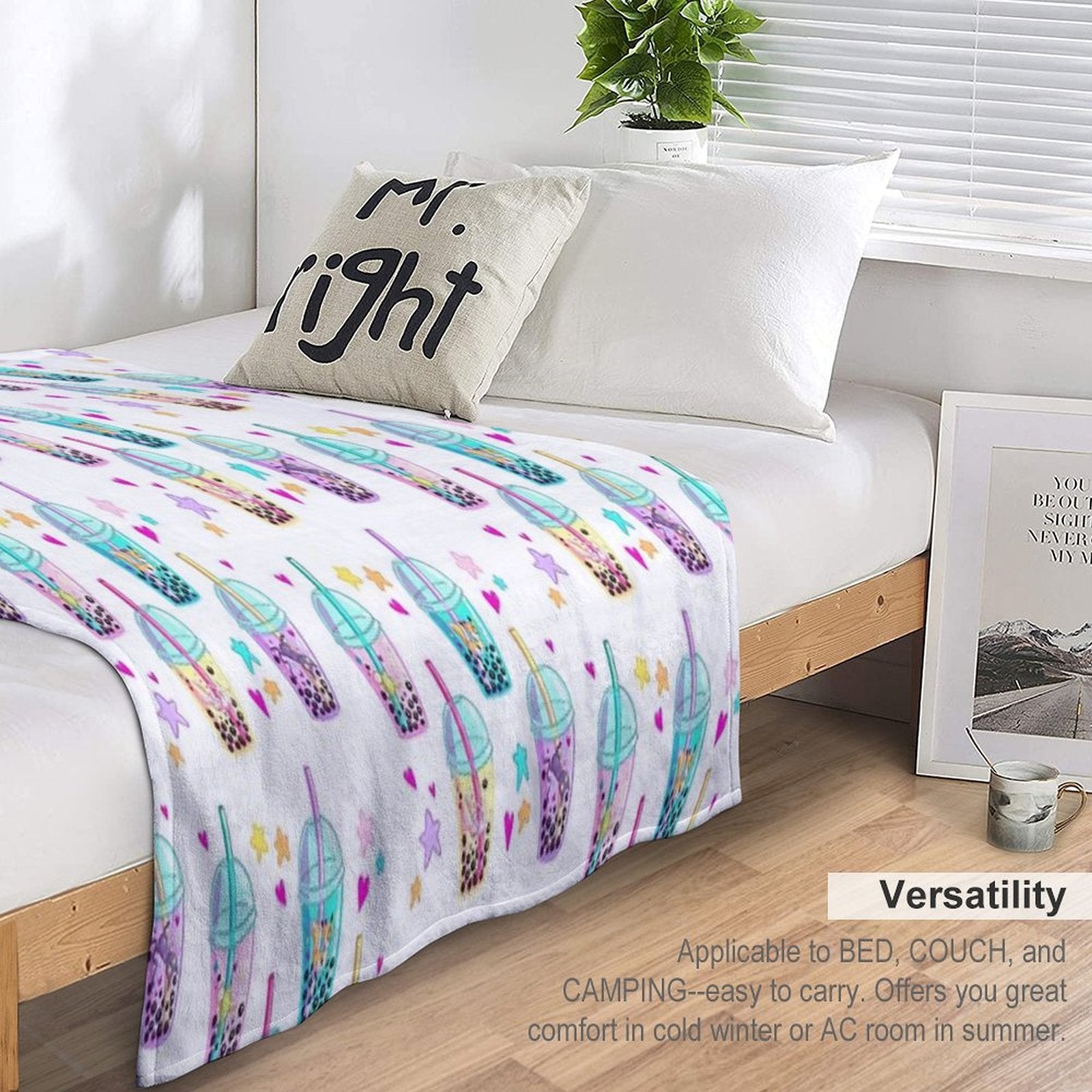 Cute Animals in Boba Easy Care Throw Blanket