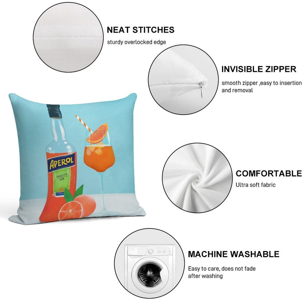 Aperol Spritz Soft Durable Construction Throw Pillow