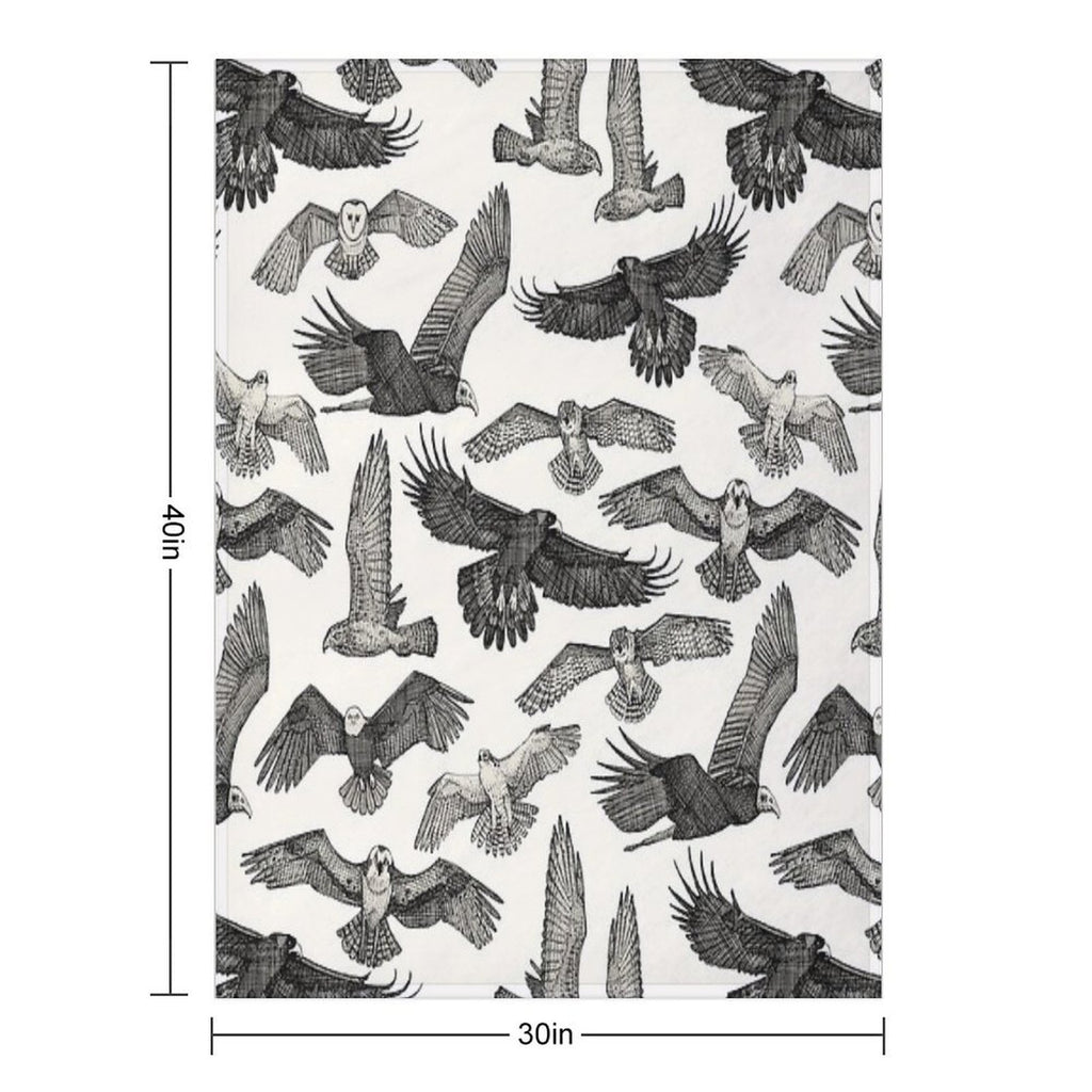 Birds of Prey Black Comfort Throw Blanket