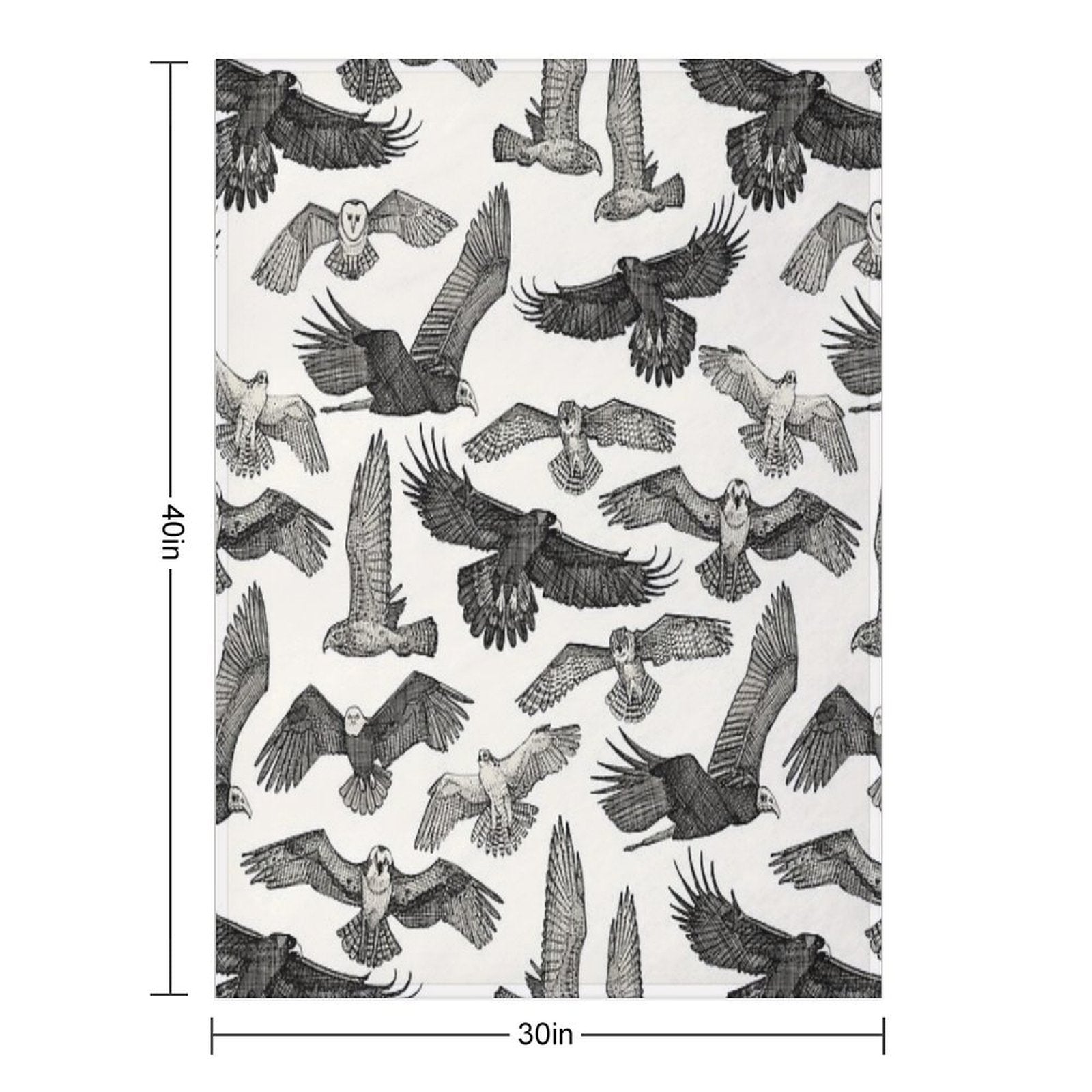 Birds of Prey Black Comfort Throw Blanket