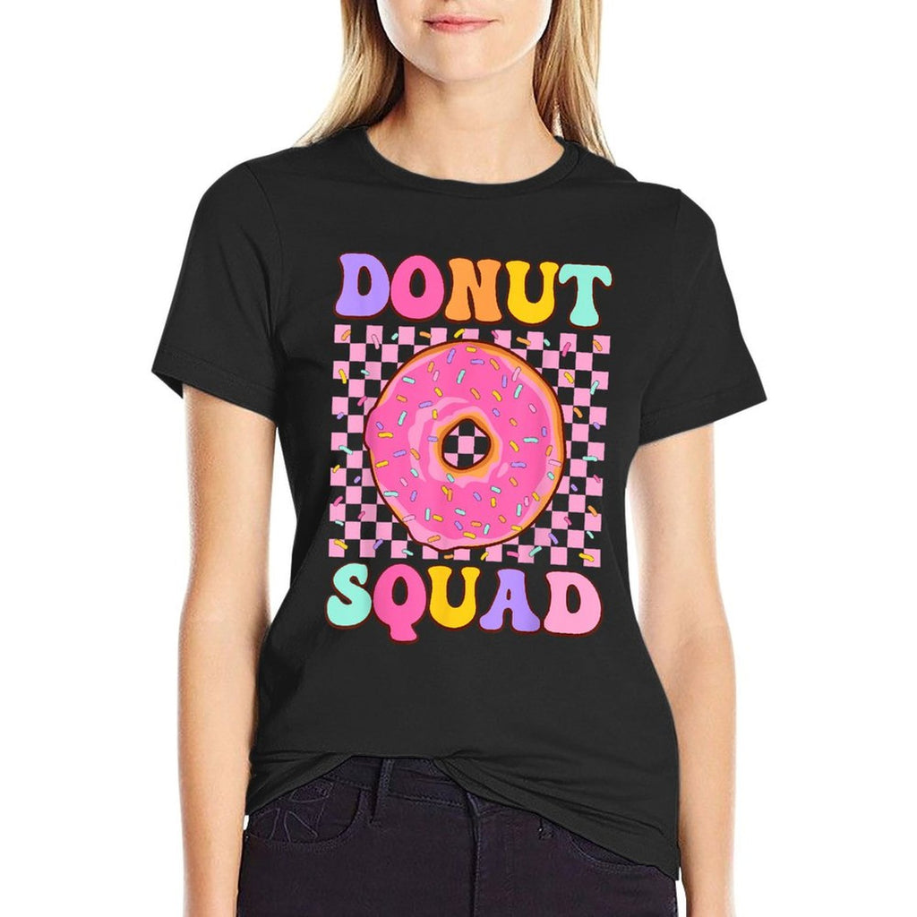 Donut Squad Groovy Donut Lover Birthday Party Girls  Heathered Texture T-Shirt
