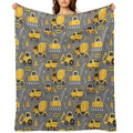 Construction Trucks on Gray Lightweight Throw Blanket