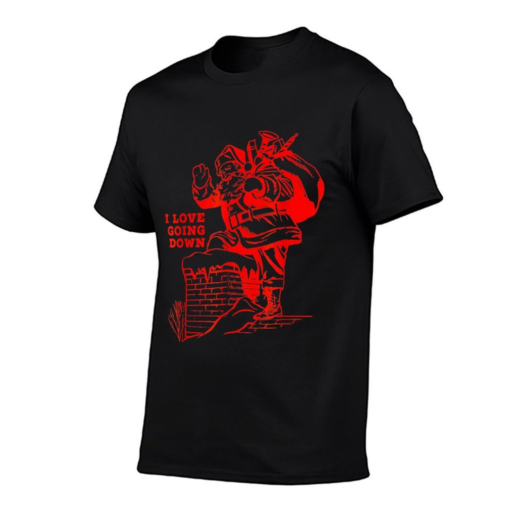 Inappropriate Christmas FUNNY Santa Claus I LOVE GOING DOWN  Rolled Sleeves T-Shirt