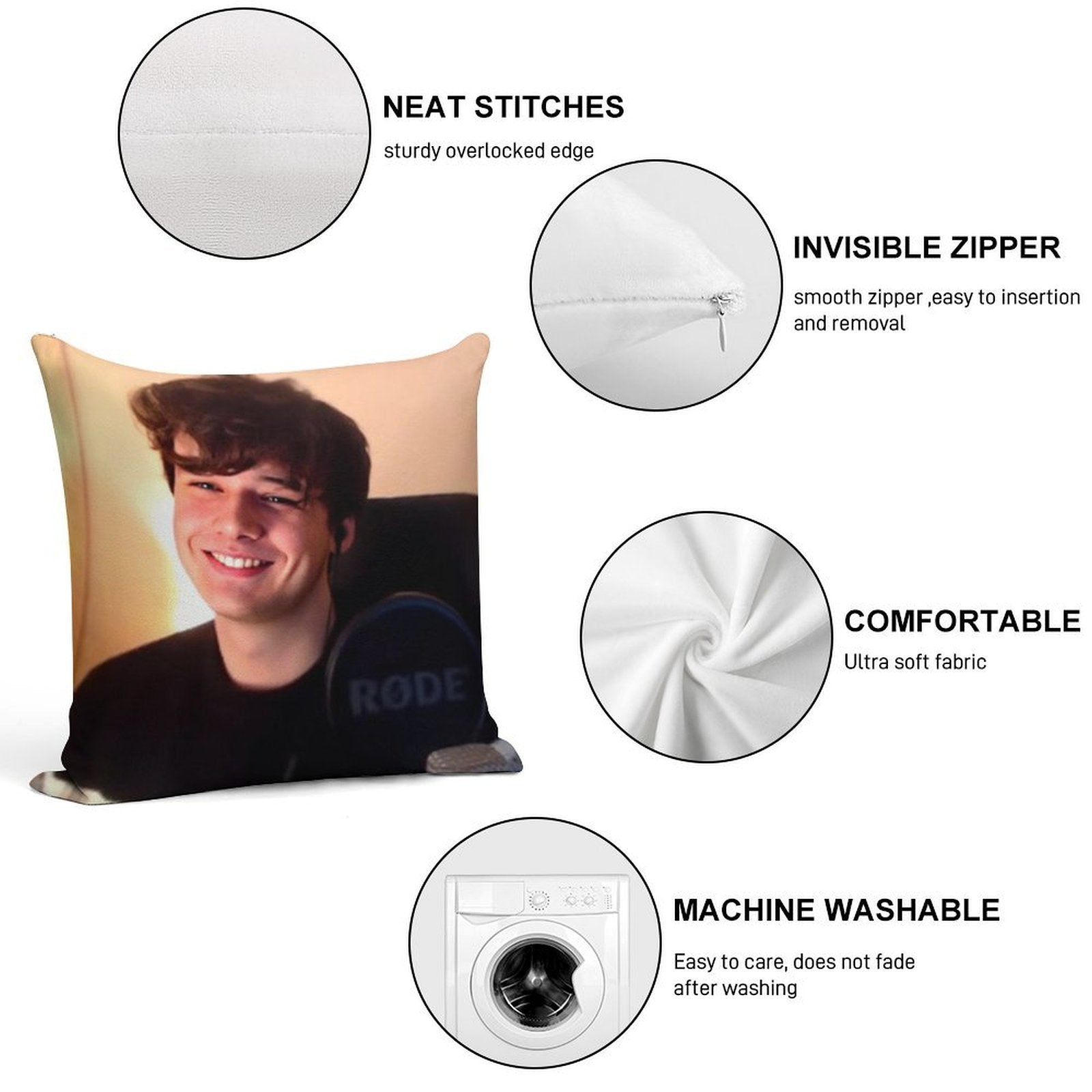 Wilbur Soot Soft Shrink-Resistant Throw Pillow