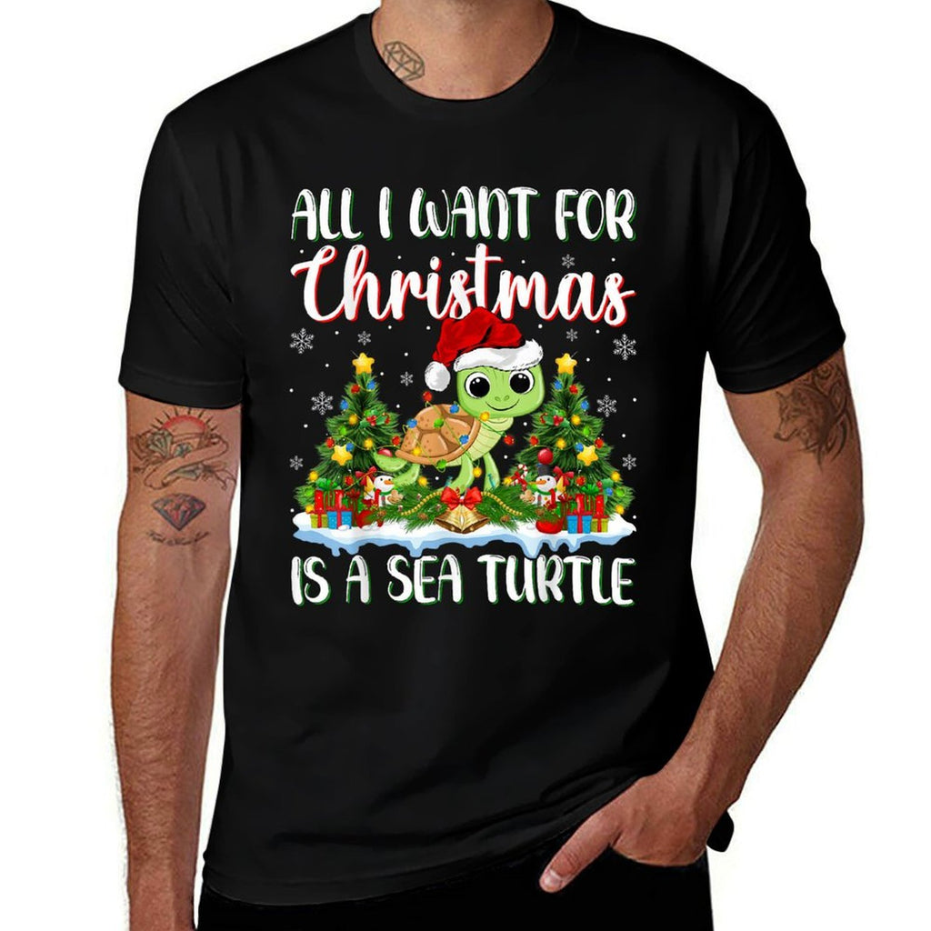 I Want For Christmas Is A Sea Turtle Xmas Tree Lights  Relaxed-fit T-Shirt