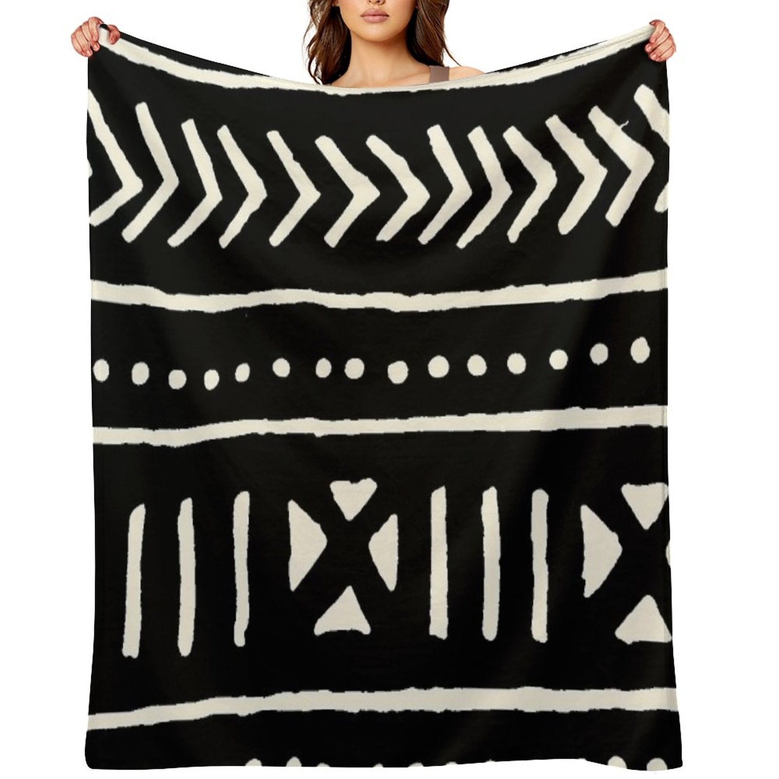 African Mud Cloth Black And White Comfort Throw Blanket