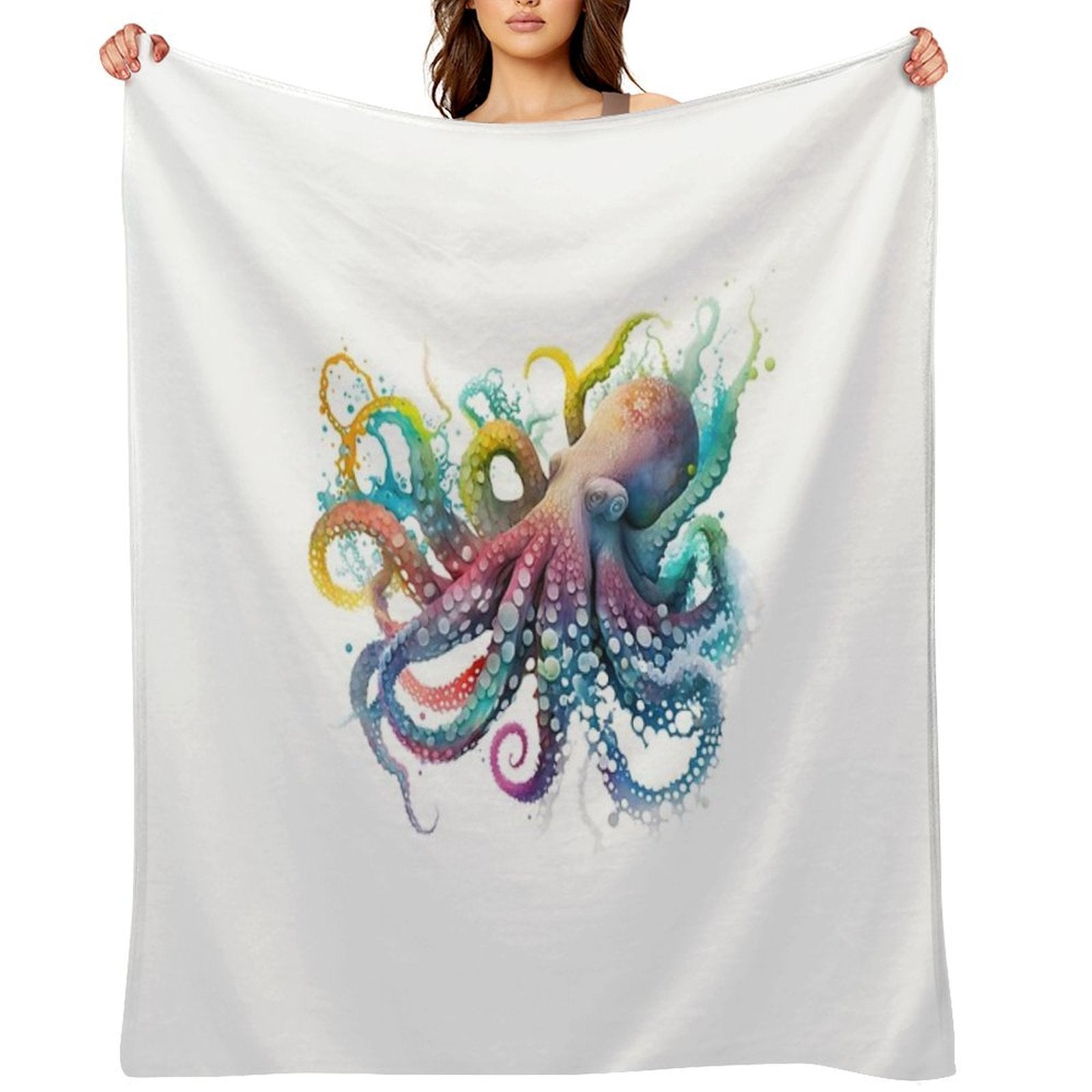 Colorful Octopus Easy Care Throw Blanket