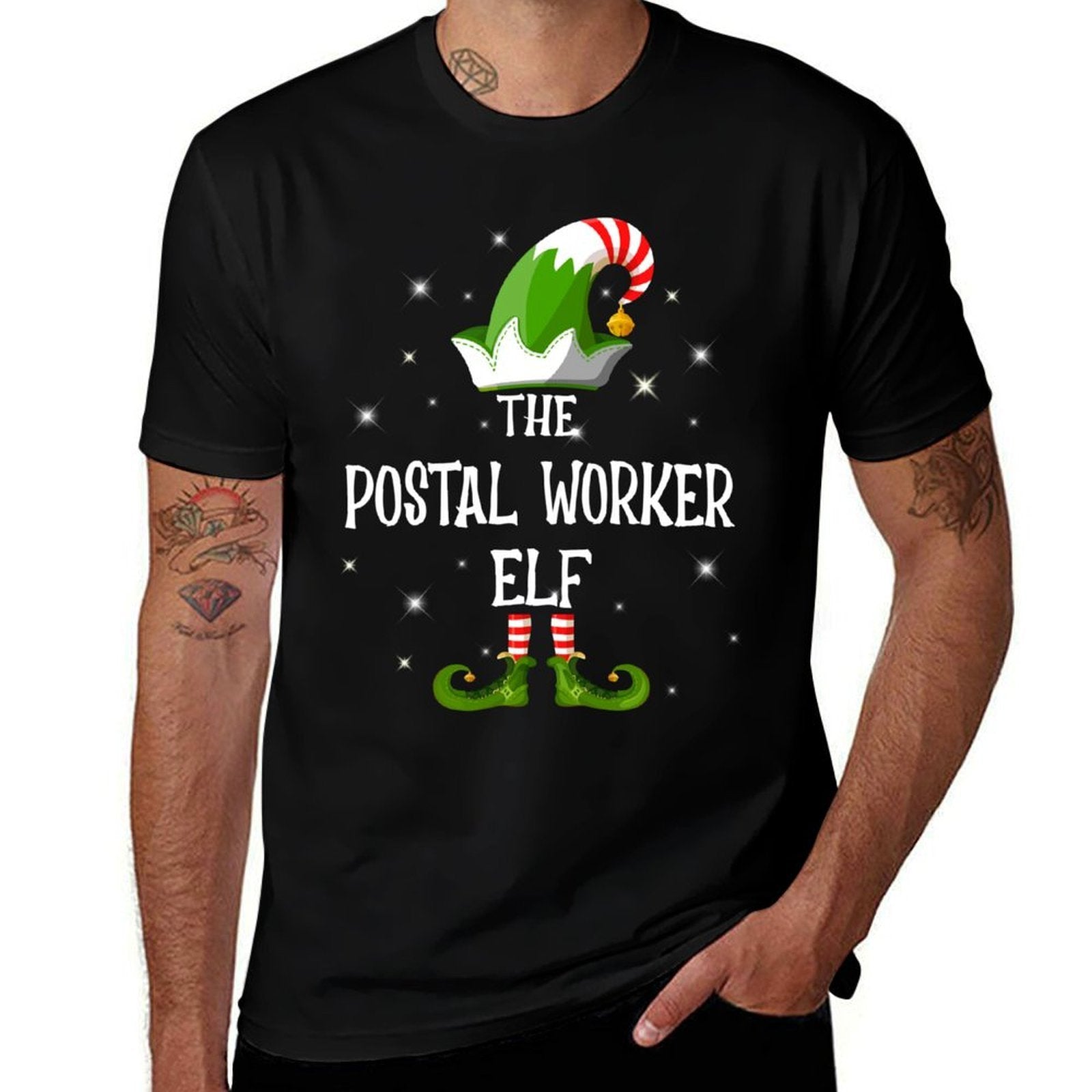 The Postal Worker Elf Family Matching Group Christmas  Graphic-printed T-Shirt