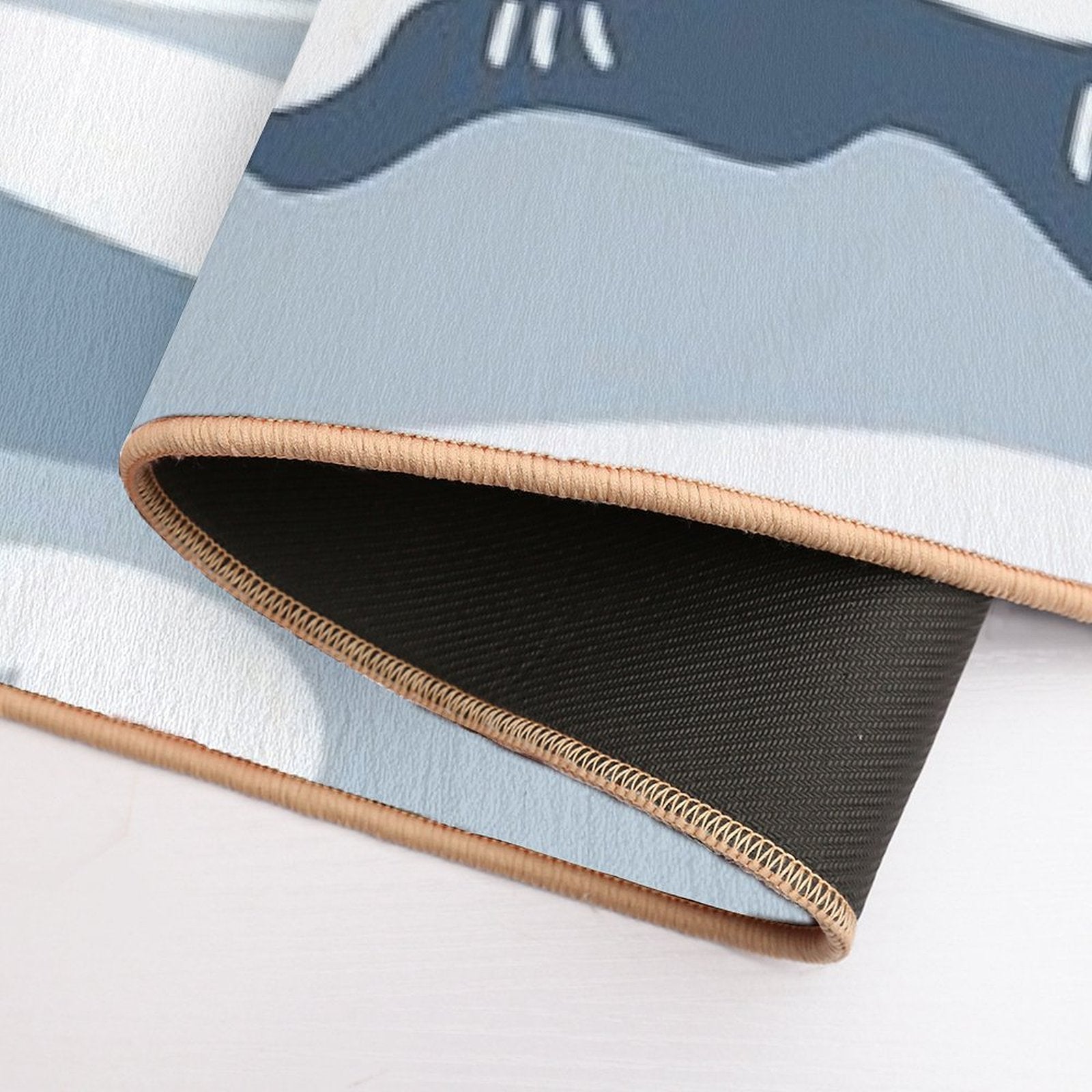 Light Blue Japanese Waves  Multi-Purpose Bath Mat