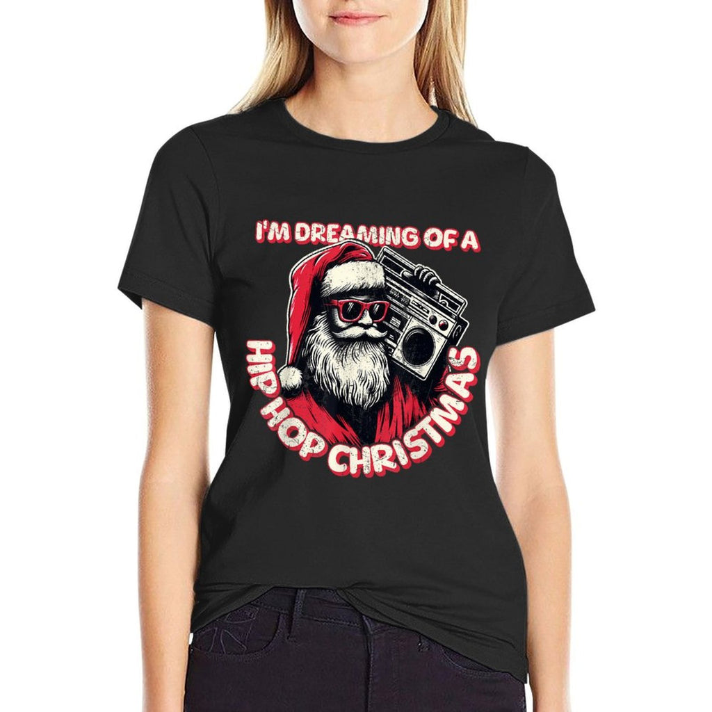 Hip Hop Christmas Santa with Boombox RB Holiday  Slim-fit Cut T-Shirt