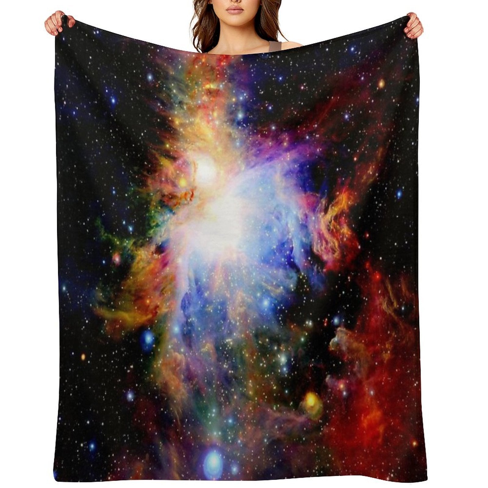 Galaxy Dark & Colorful Orion Nebula Easy Care Throw Blanket