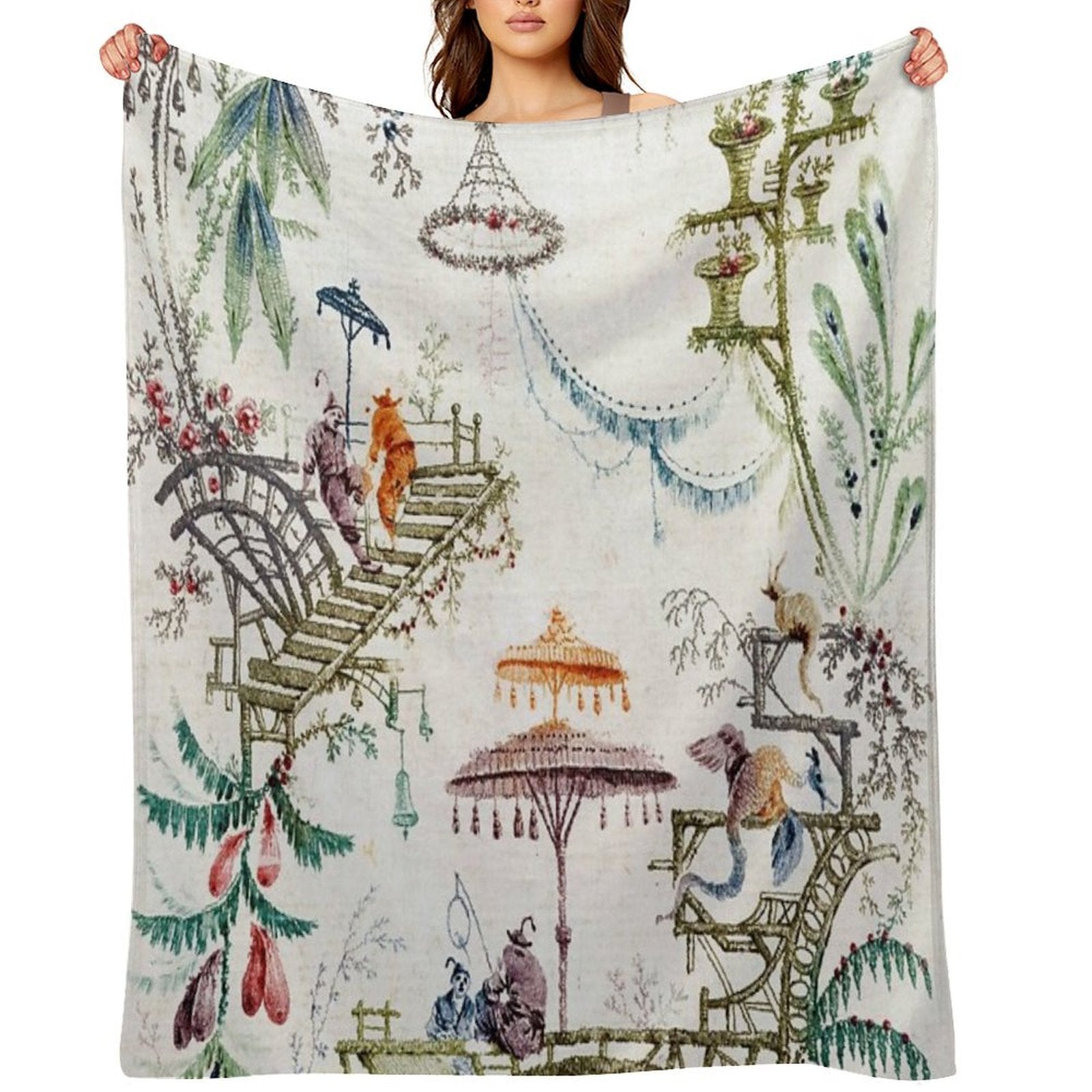 Enchanted Forest Chinoiserie Lightweight Throw Blanket