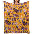 Bat - Yellow Velvety-soft Throw Blanket