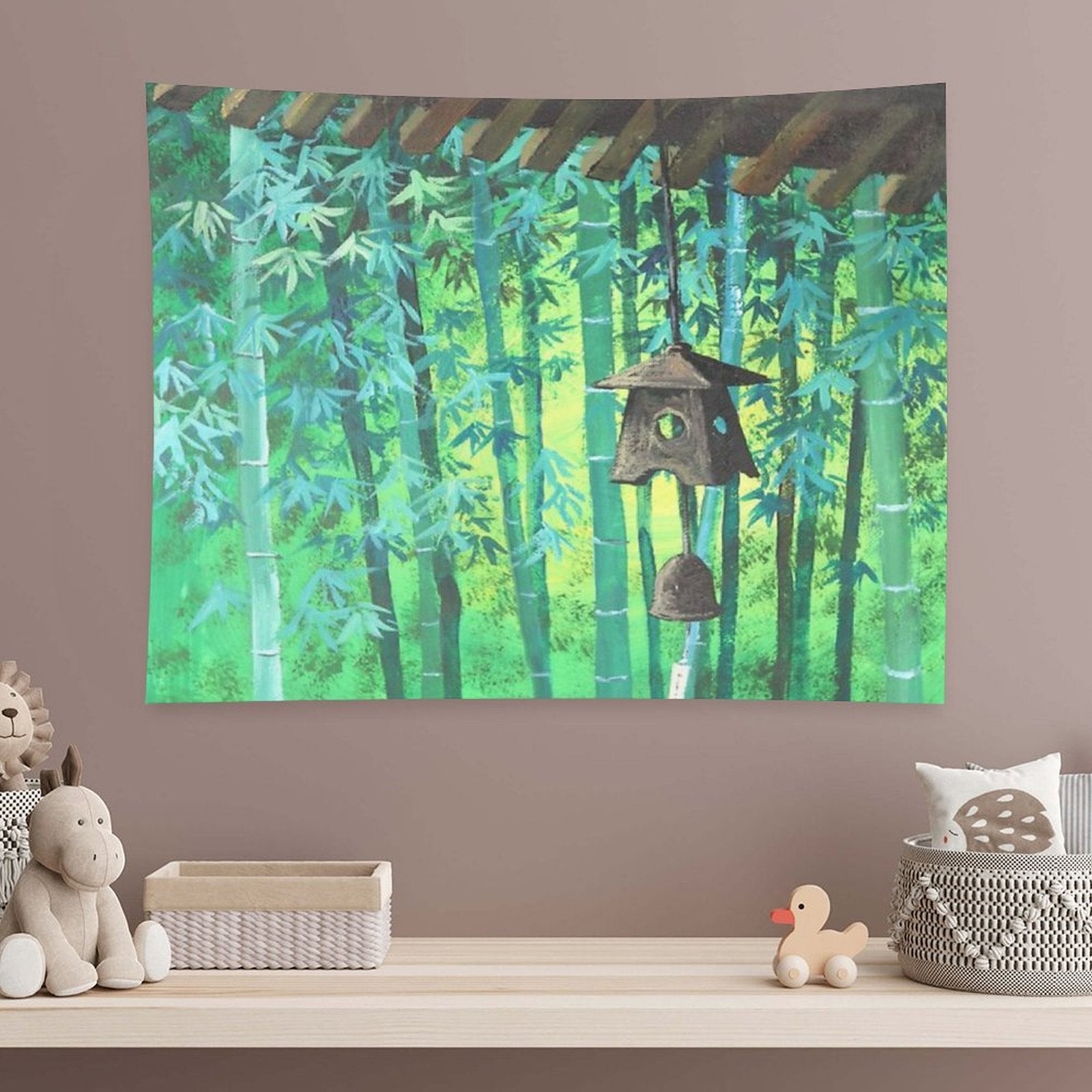 Summer Meditation Zen Japanese Garden Wind Chimes Bamboo Tapestry