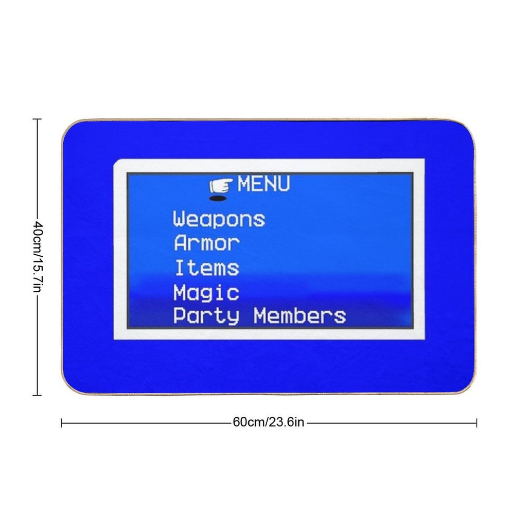 Retro RPG Menu in Classic Blue  Dirt-Trapping Bath Mat