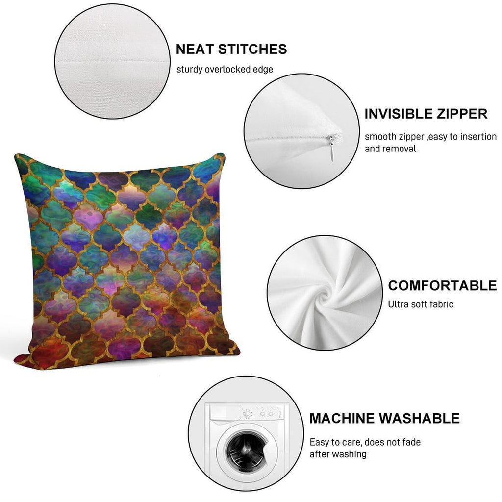 Arabic Moroccan Mosaic Pattern Soft Shrink-Resistant Throw Pillow