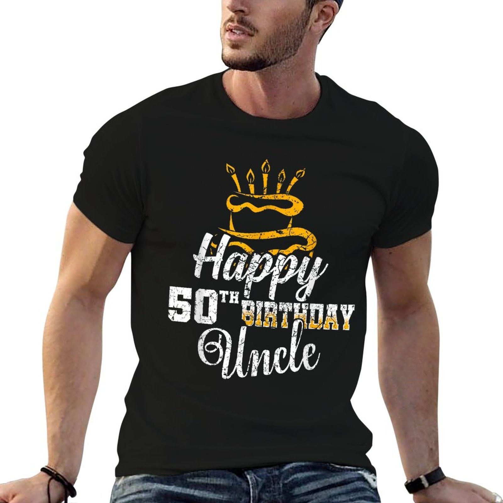 Vintage Happy 50th Birthday Uncle For Nephew Niece  Slim-fit Cut T-Shirt