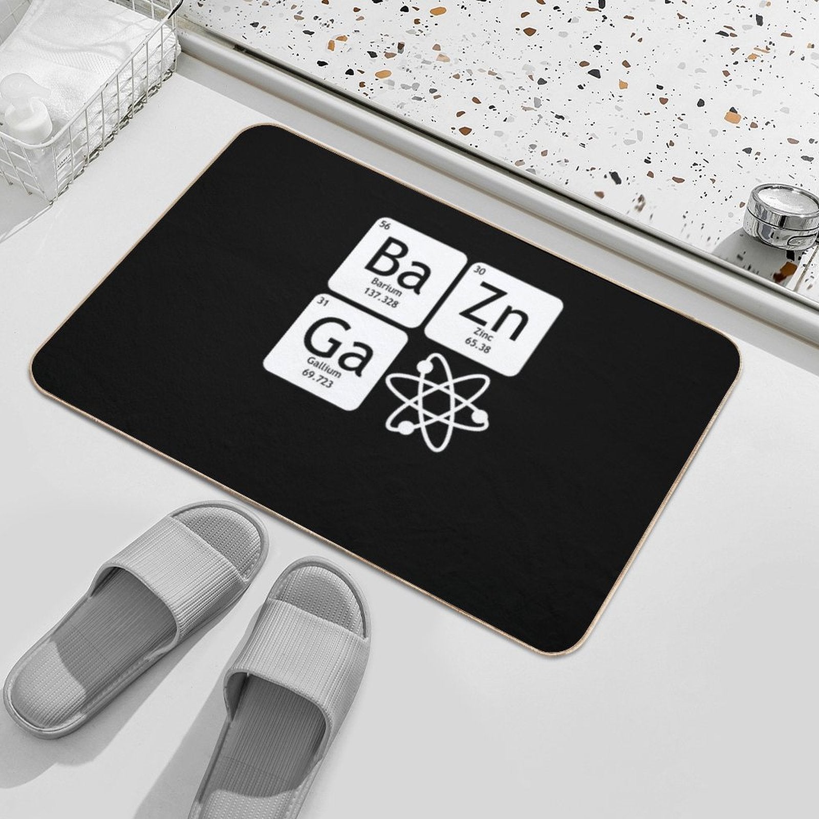 BaZinGa And Atom Classic T-Shirt  Slip-Resistant Bath Mat