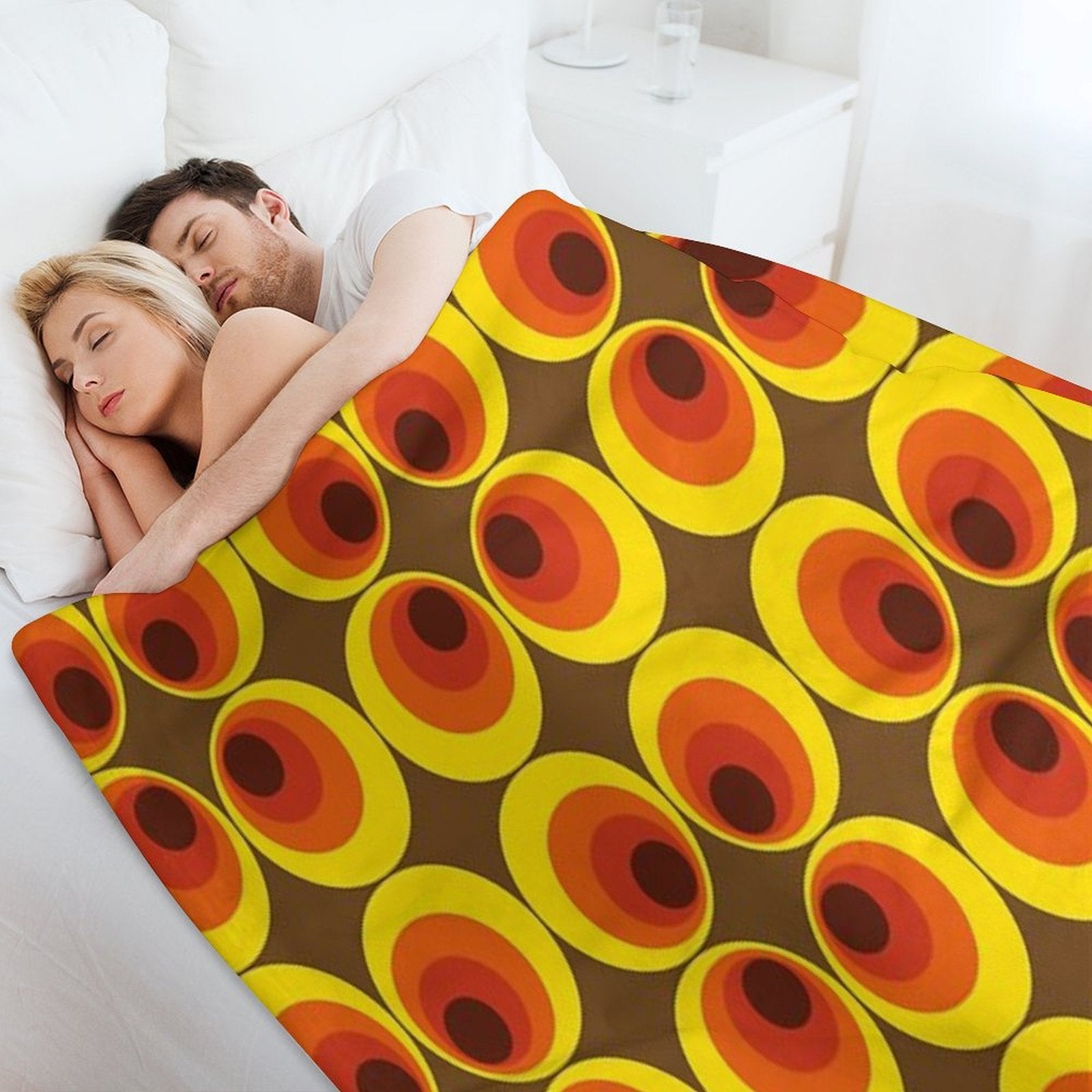 70s, 80s Funky Vintage Circle Pattern Versatility Throw Blanket