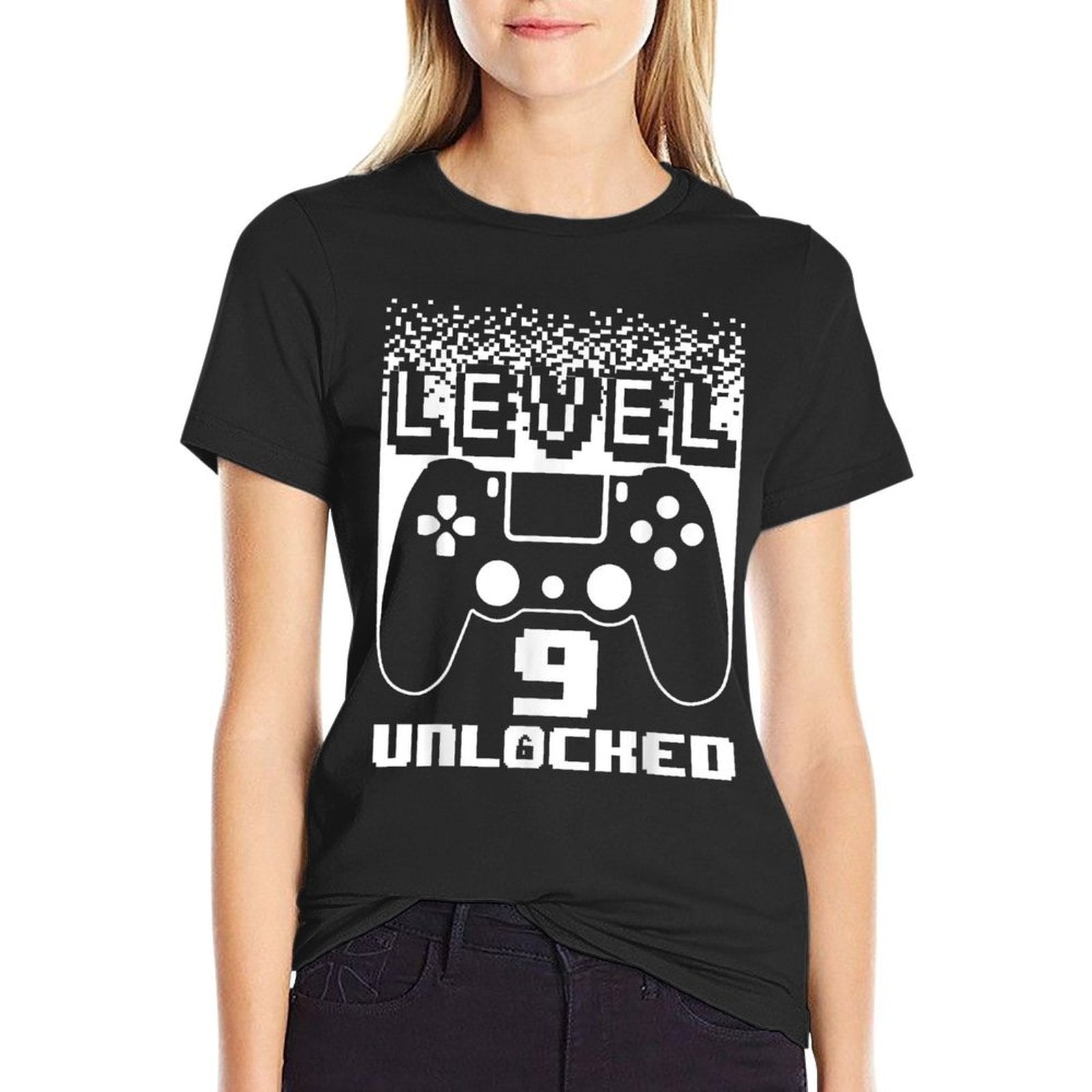 9th Birthday Art For Boys Level 9 Unlocked Gamer 9 Year Old  Eco-friendly Material T-Shirt