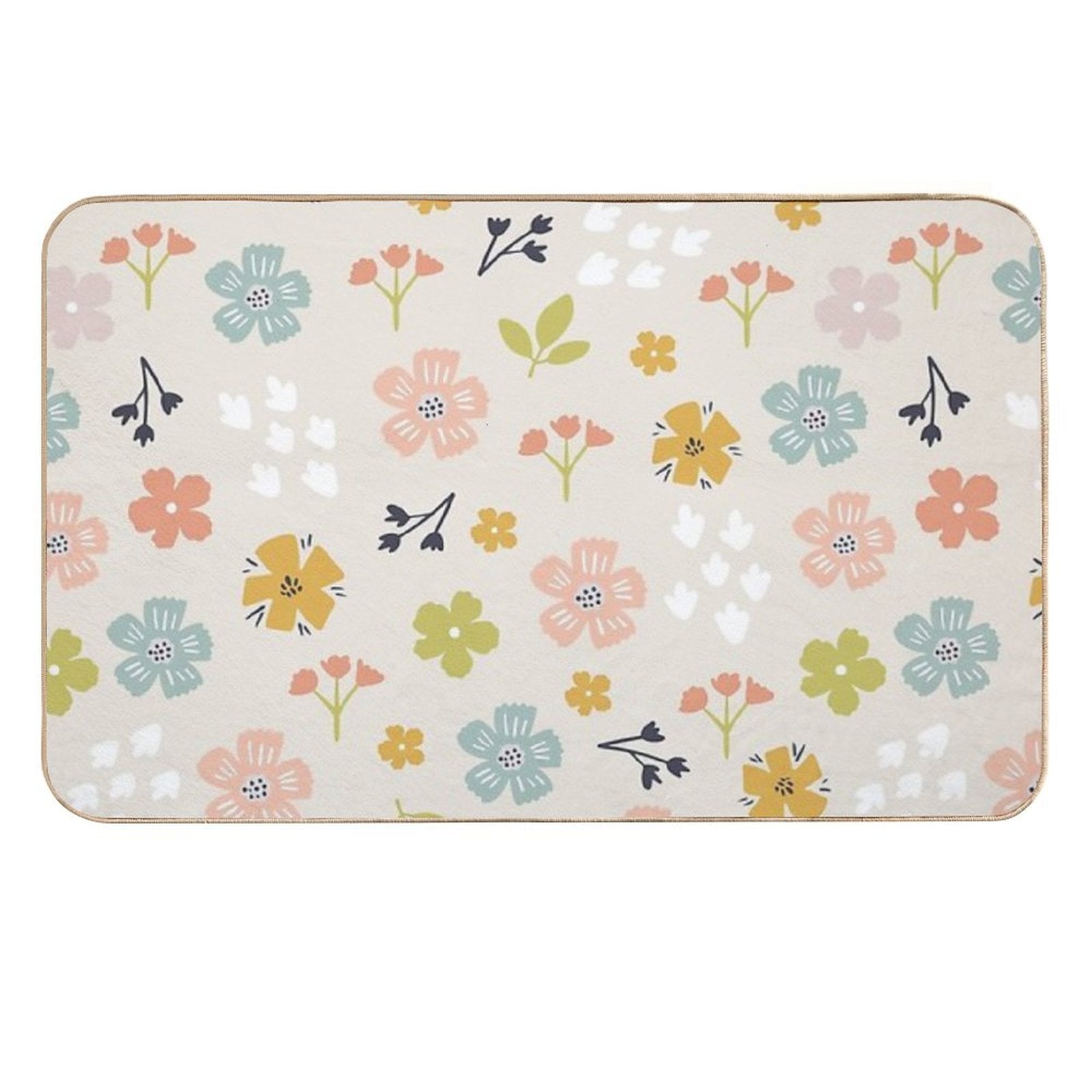 Spring Florals in Pastel Neutrals  Non-Slip Bath Mat