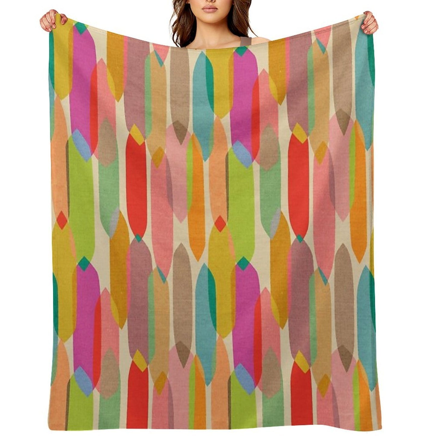 Mid Century Droplets Kaleidoscope Velvety-soft Throw Blanket