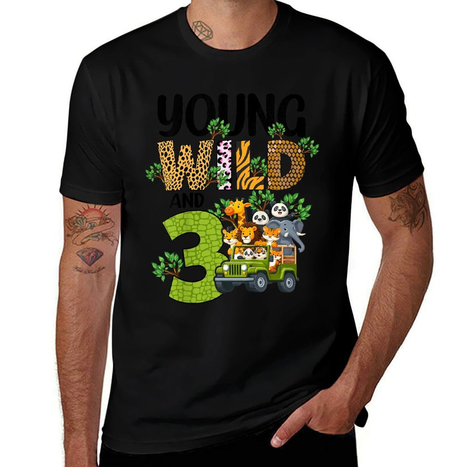 Kids Young Wild And Three Safari Animals Jungle Birthday Party To  Classic T-Shirt