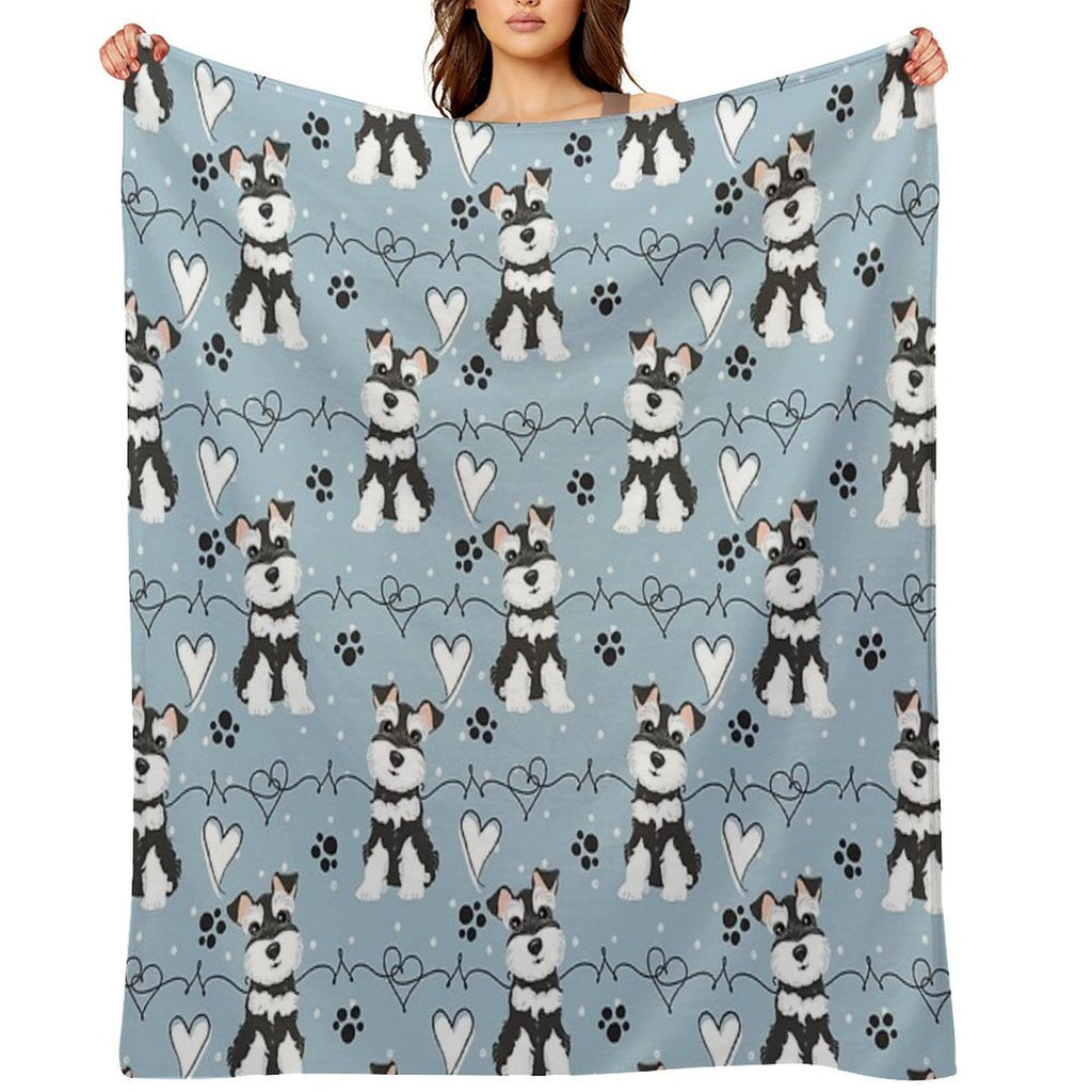 Love Black And White Miniature Schnauzer Quick-dry Throw Blanket