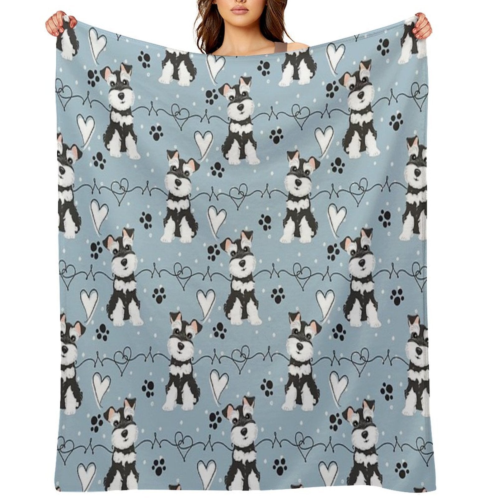 Love Black And White Miniature Schnauzer Quick-dry Throw Blanket