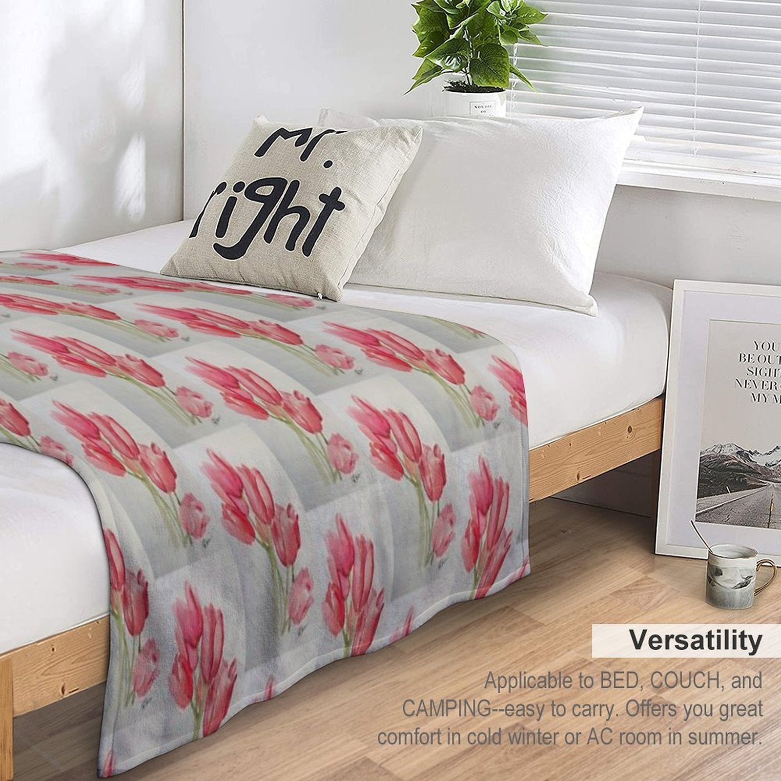 Pink Tulips Premium Throw Blanket