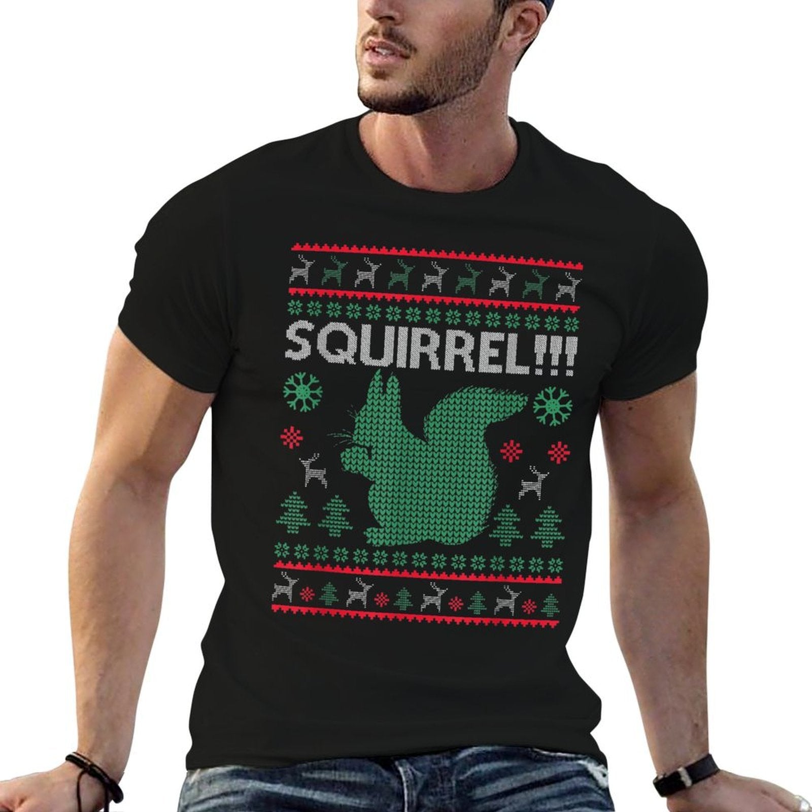 Squirrel Ugly Christmas Sweater Squirrel Claus Xmas Vacation  Vintage-inspired T-Shirt