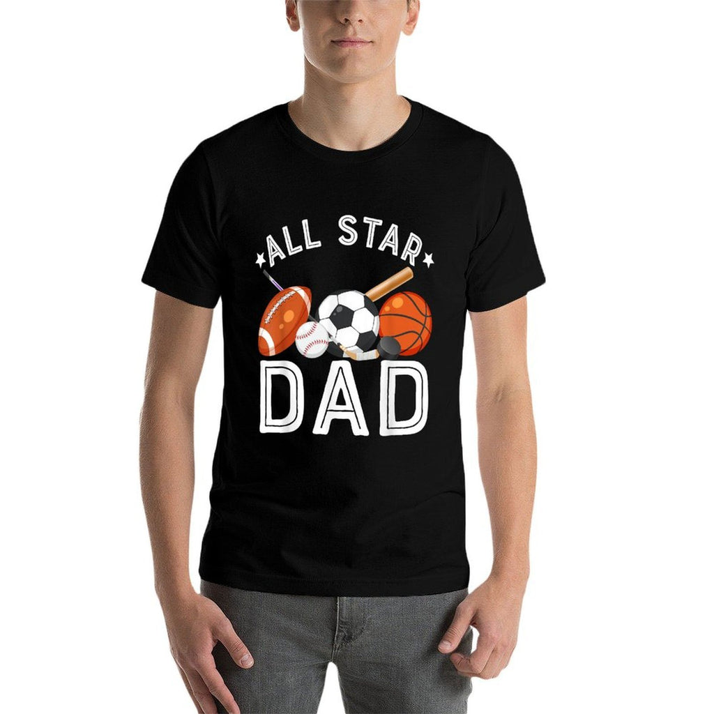 All Star DAD Of The Birthday Boy Basketball Soccer Sport  High-quality Stitching T-Shirt