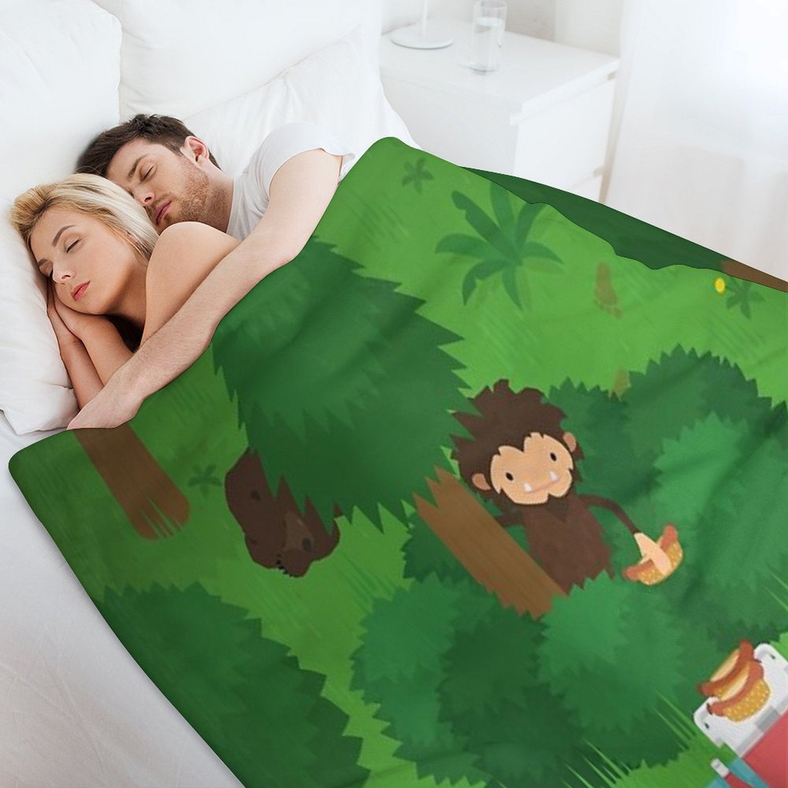 Sneaky Sasquatch Picnic Plush Throw Blanket