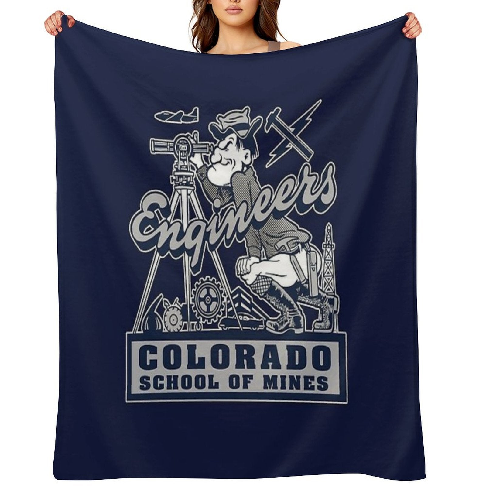 Vintage Colorado School of Mines Engineering Electrical Mechanical Chemical T-Shirt Multi-functional Throw Blanket