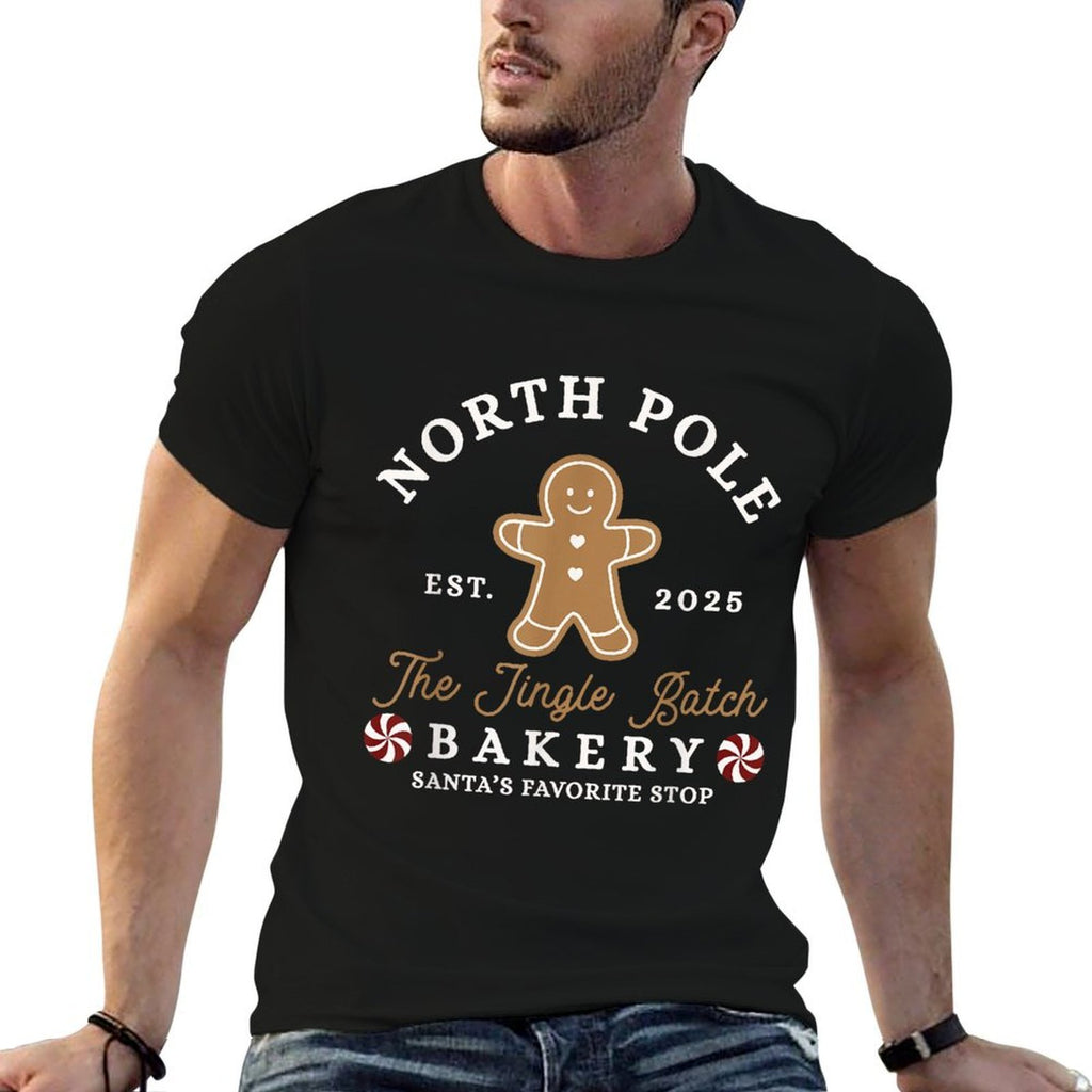 North Pole Christmas The Jingle Batch Bakery Santas Favorite  Heathered Texture T-Shirt