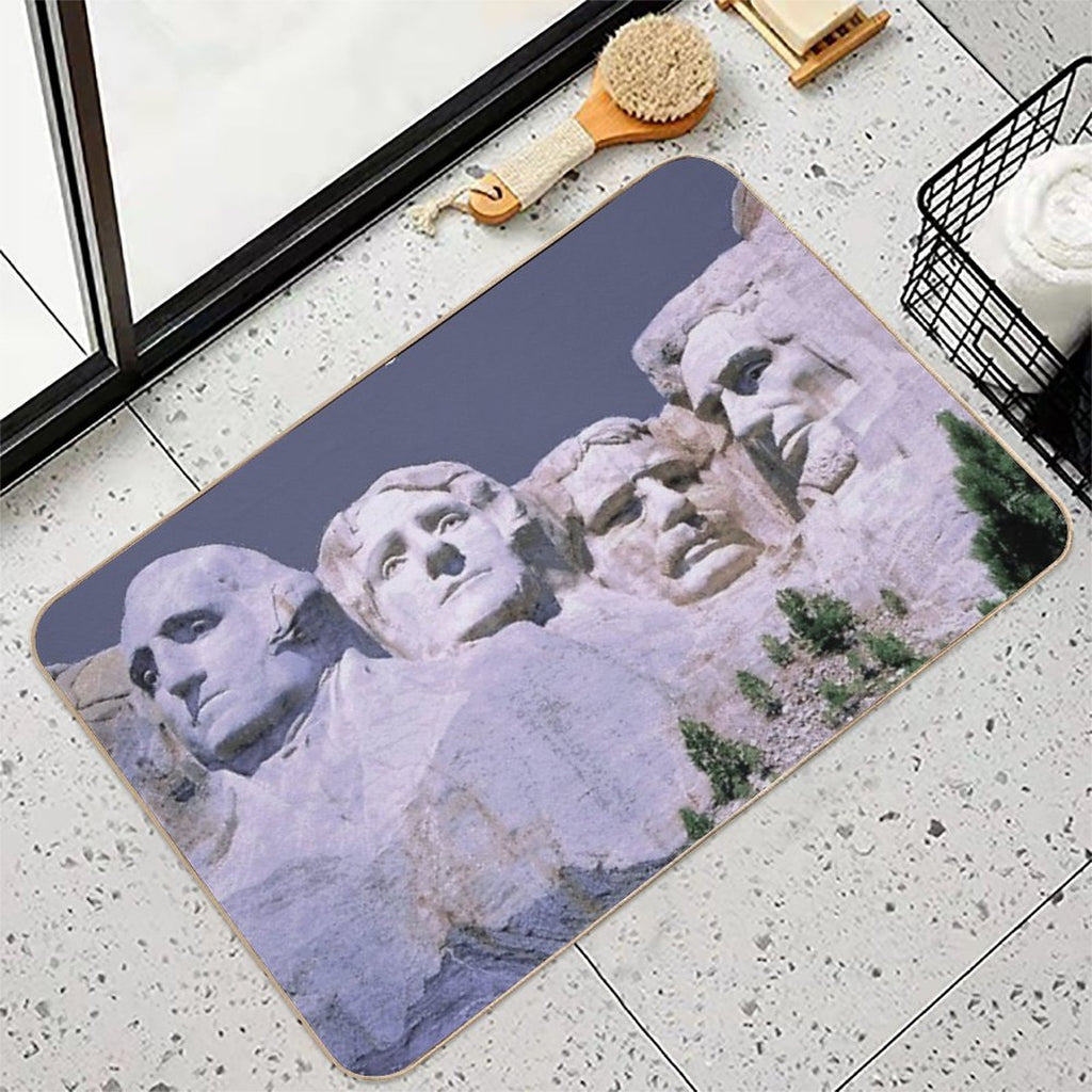 MOUNT RUSHMORE; Presidents Sculpture Vintage Print  Easy To Clean Bath Mat