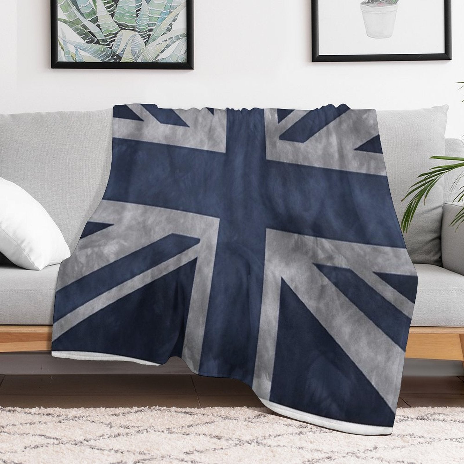 Blue Distressed Union Jack Compact Throw Blanket