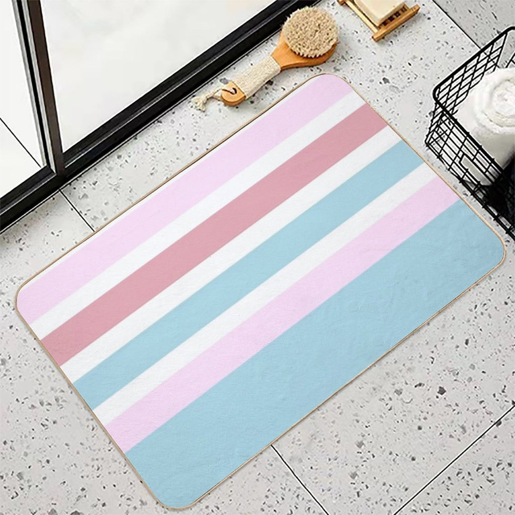 Peppermint And Strawberry Gum Stripes  Absorbent Bath Mat