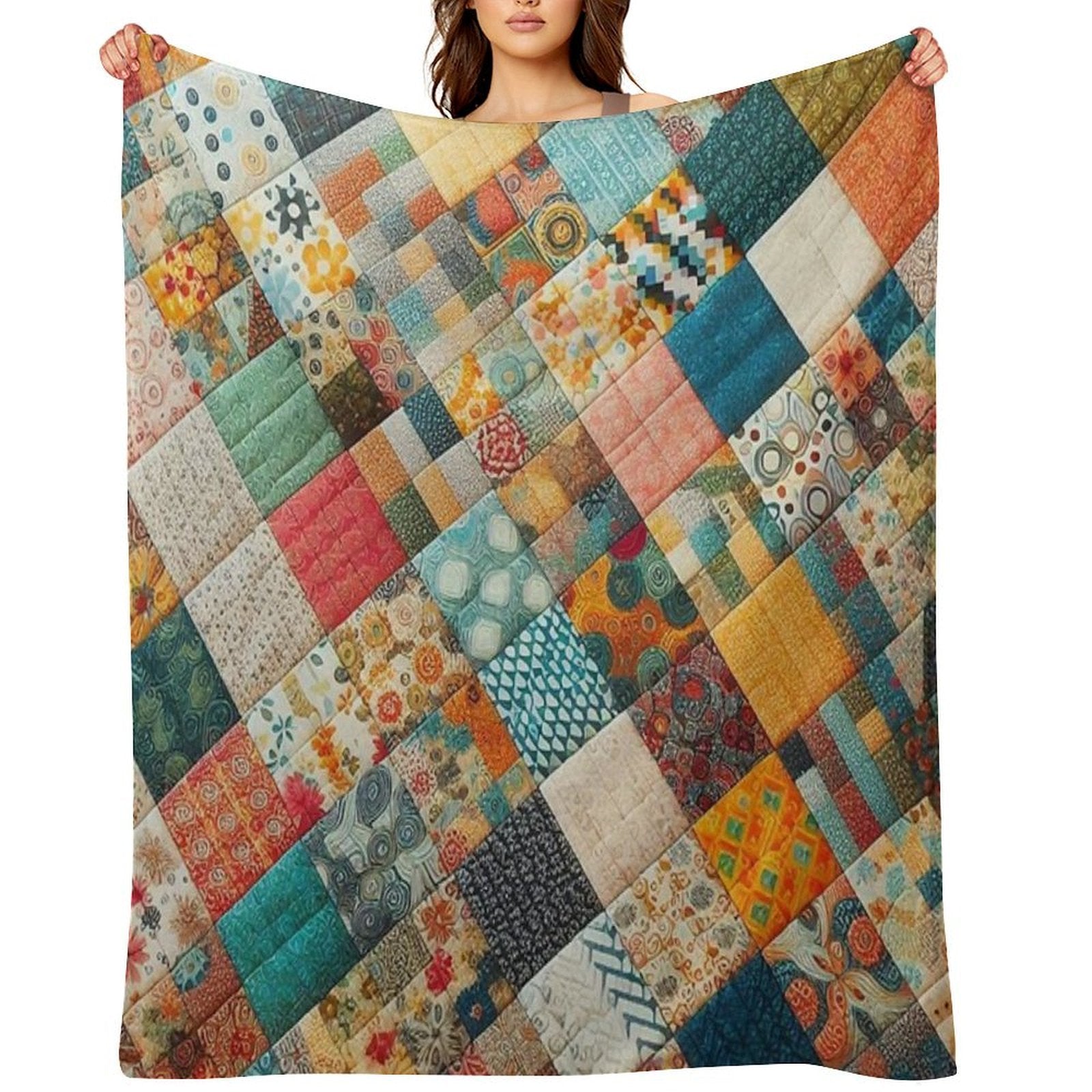 Cozy Patchwork Blanket Anti-pilling Throw Blanket