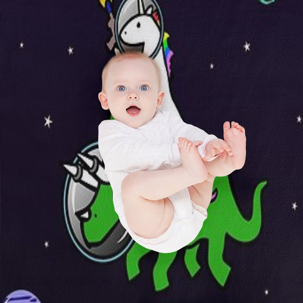 Unicorn Riding Triceratops In Space Multi-functional Throw Blanket