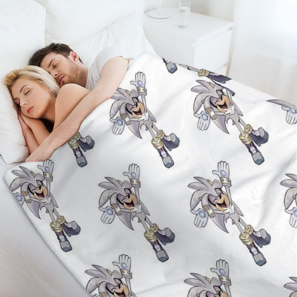 Silver Excited Plush Throw Blanket