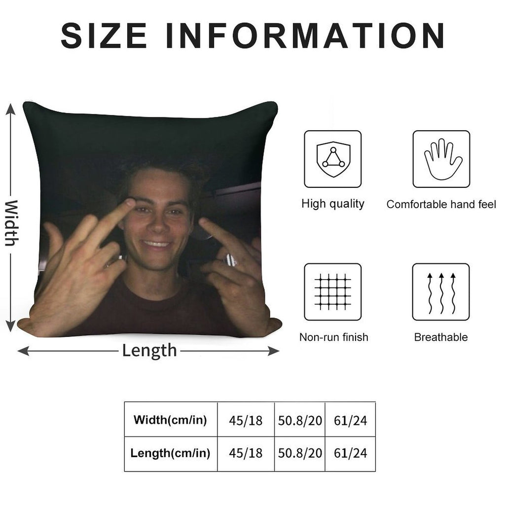 Dylan O’brien Middle Fingers Soft Shrink-Resistant Throw Pillow